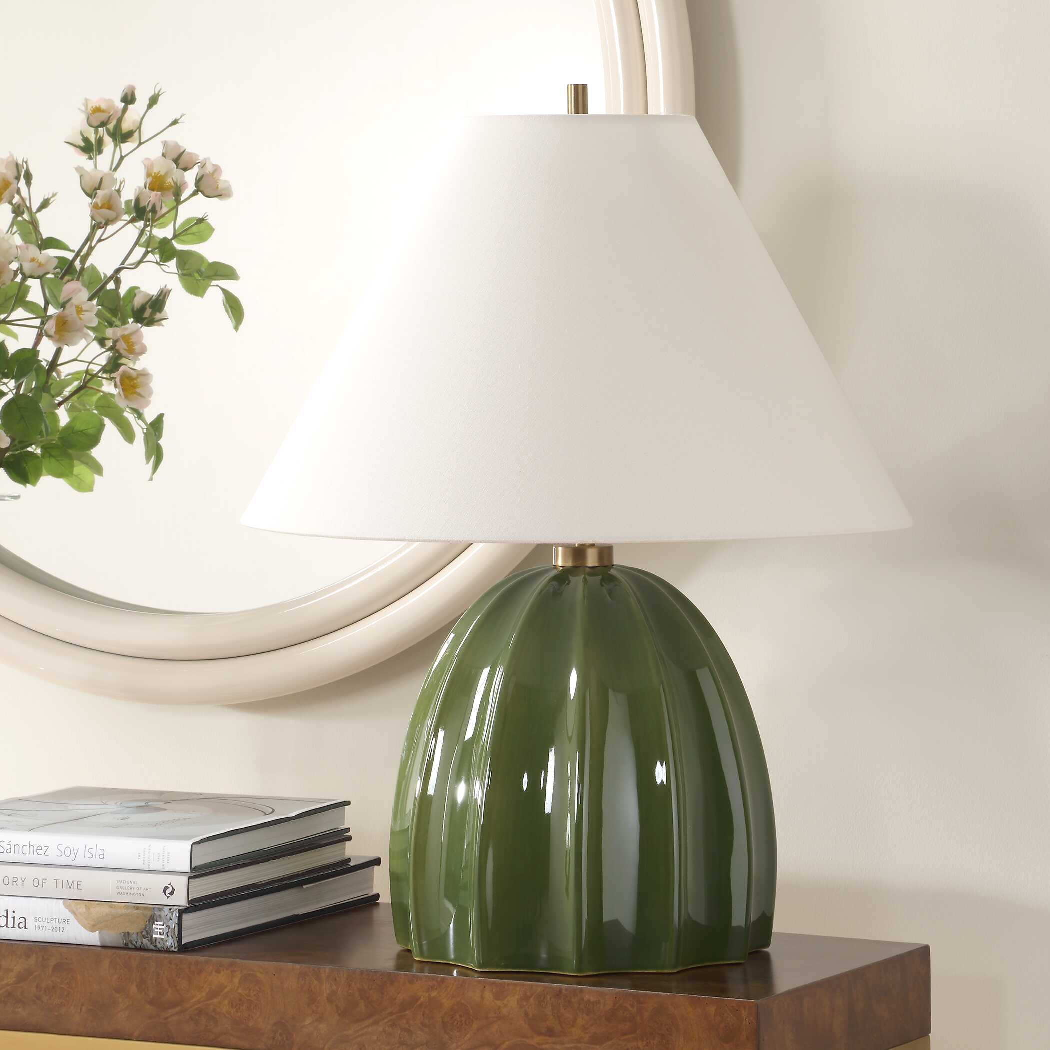 Renna Moss Green Table Lamp large image 