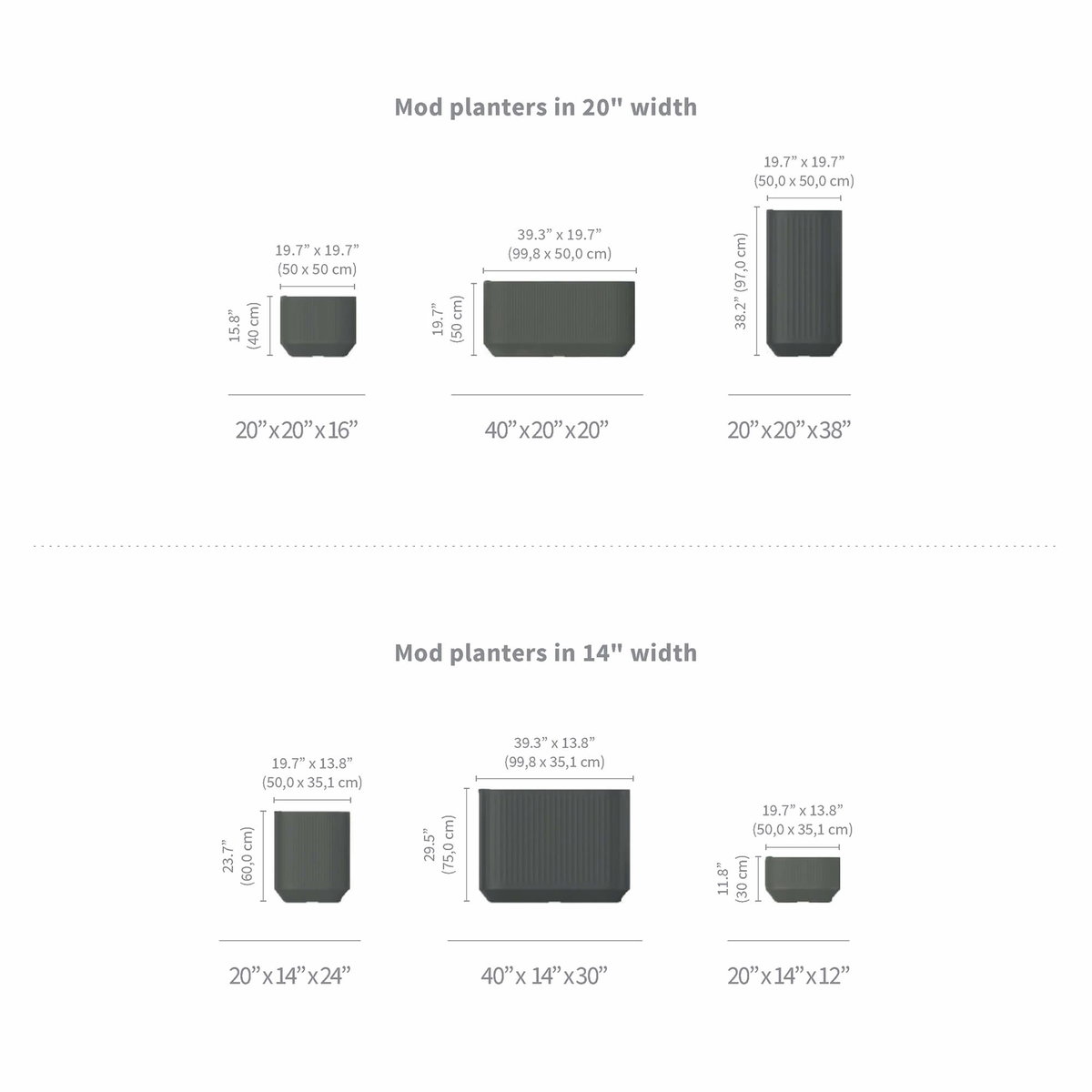 TruDrop Modular Self-Watering Mini Trough Planter - Indoor/Outdoor - Black, by Crescent Garden, 14" width x 12" height x 20" depth View 3