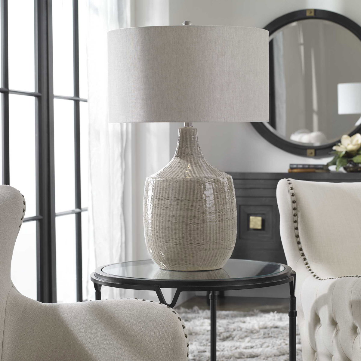 Felipe Gray Table Lamp, by Uttermost, 19" width x 29" height x 19" depth View 9