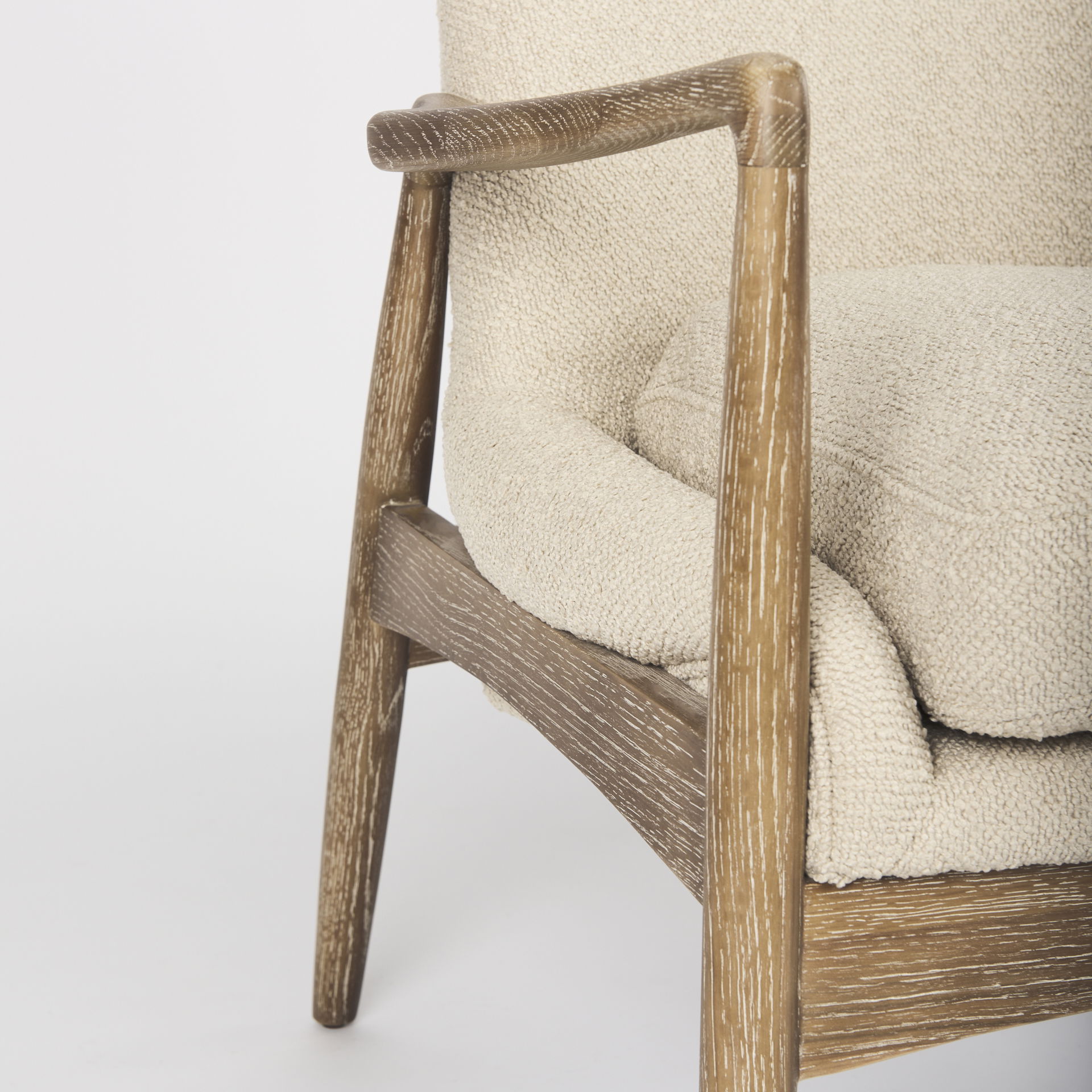 Westan Cream Boucle Fabric with Light Brown Wood Accent Chair large image 
