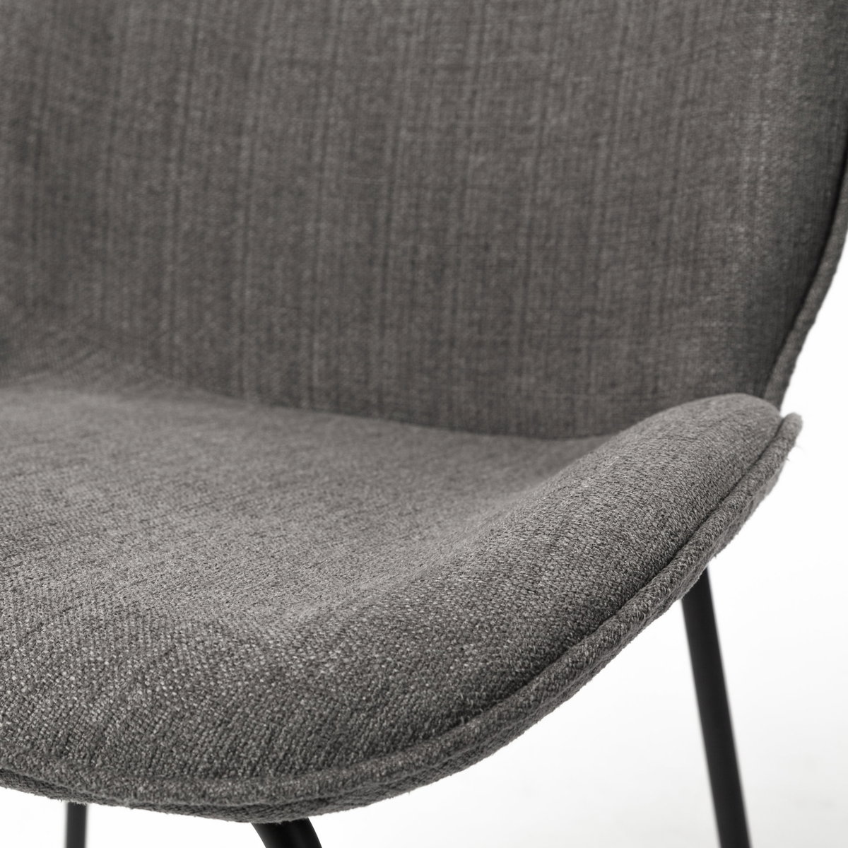 Inala Curved Back Dining Side Chair | Grey Fabric with Metal, Dining Chair by Mercana, 21.26" length x 25.59" width x 34.25" height View 9