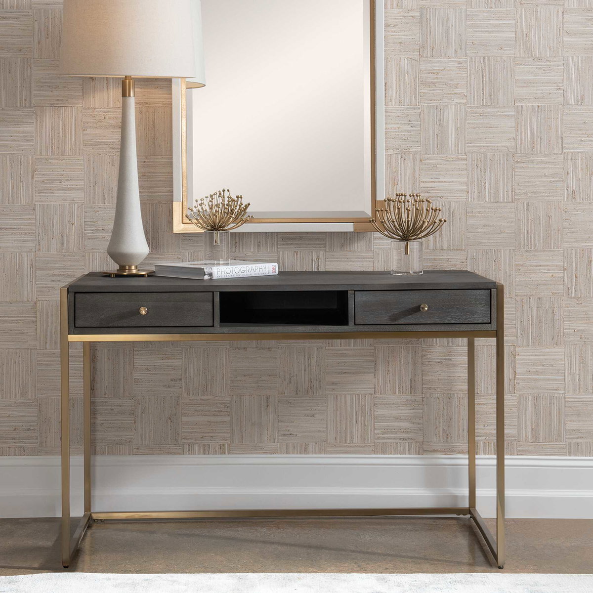 Taja Modern Writing Desk, by Uttermost, 48" width x 30" height x 22" depth View 2