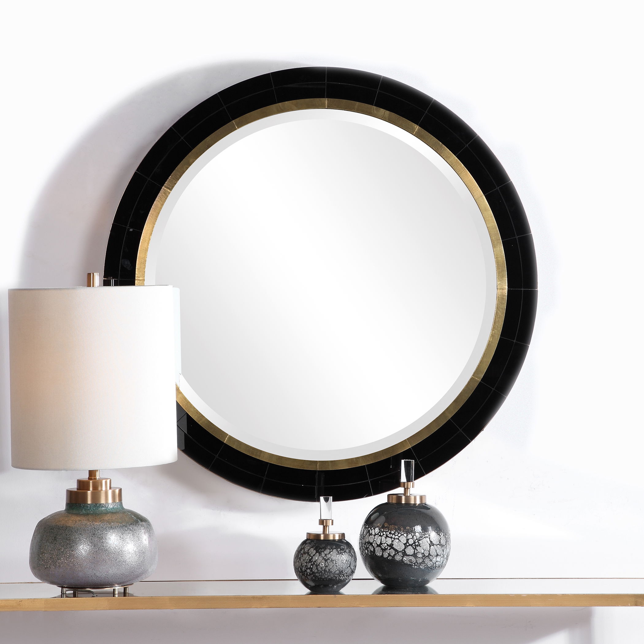 Nayla Tiled Round Mirror large image 