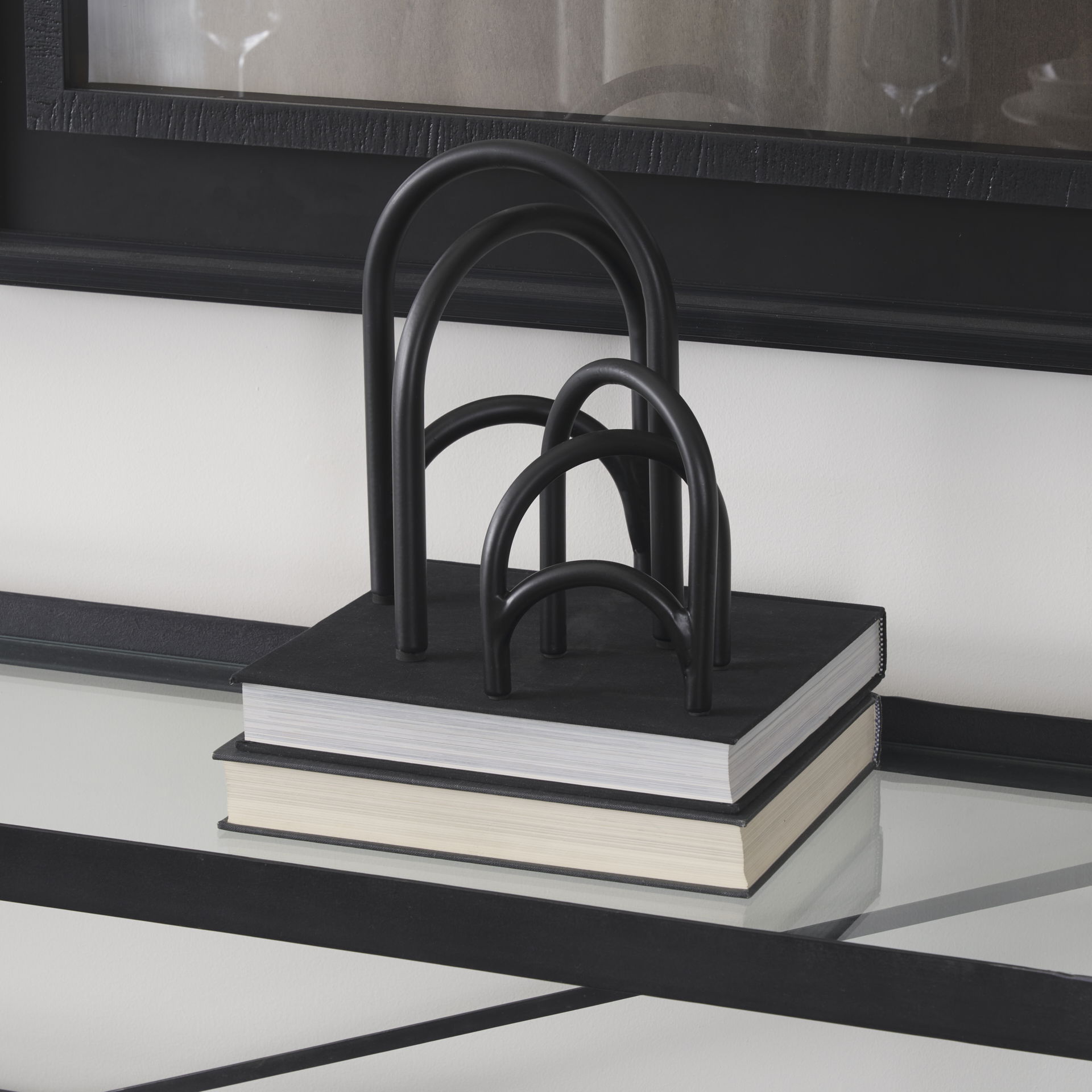 Springe Matte Black Metal Arched Decorative Object (Set of 2) large image 