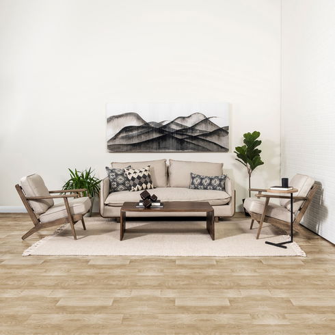 Roy I 84" Beige Upholstered Three Seater Sofa