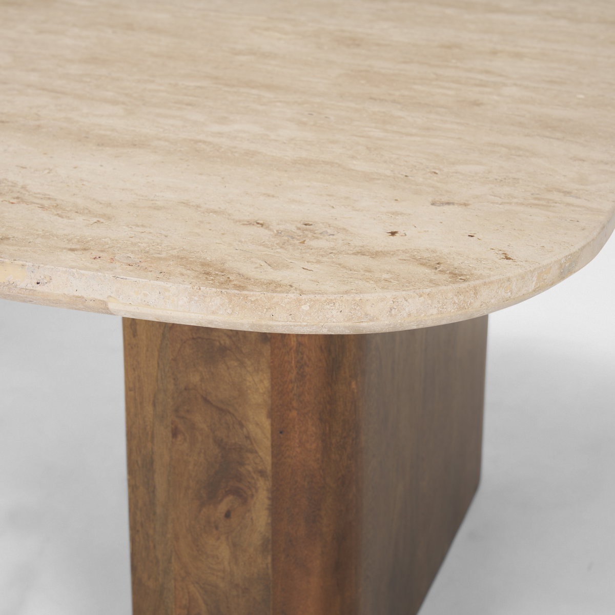 Symona Travertine and Mango Wood Rectangle Coffee Table, by Mercana, 44" length x 30" width x 15" height View 9