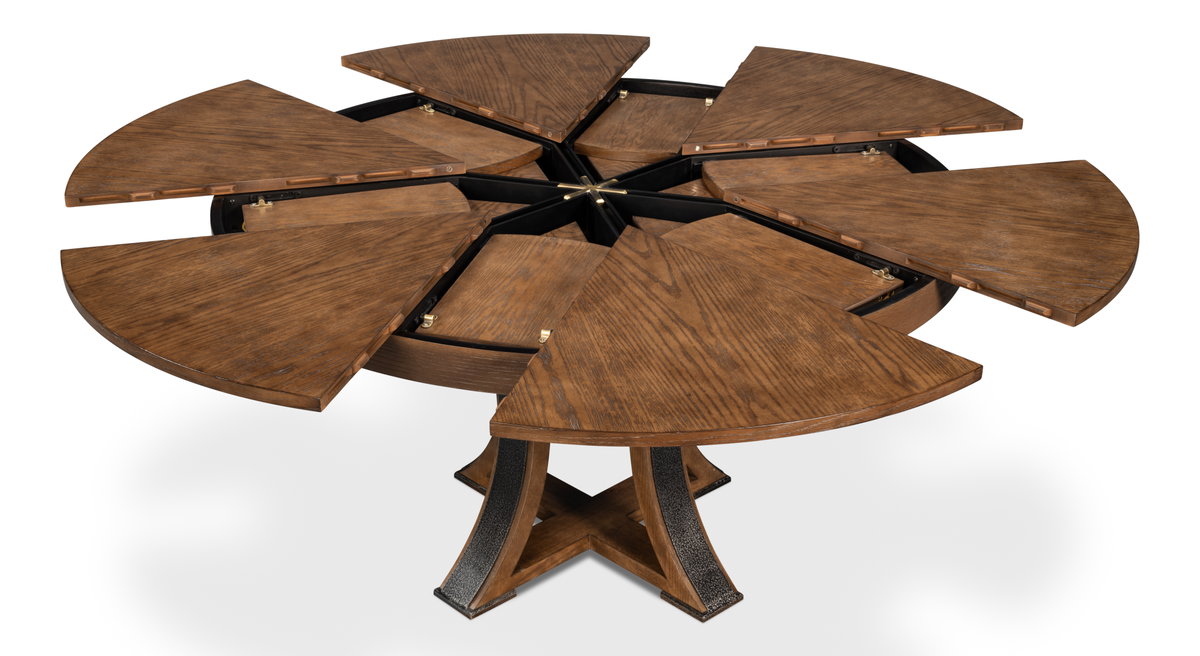 Tower Jupe Dining Table  Med Light Mink, by Sarreid, 4'7" length x 4'7" width x 2'6" height View 8