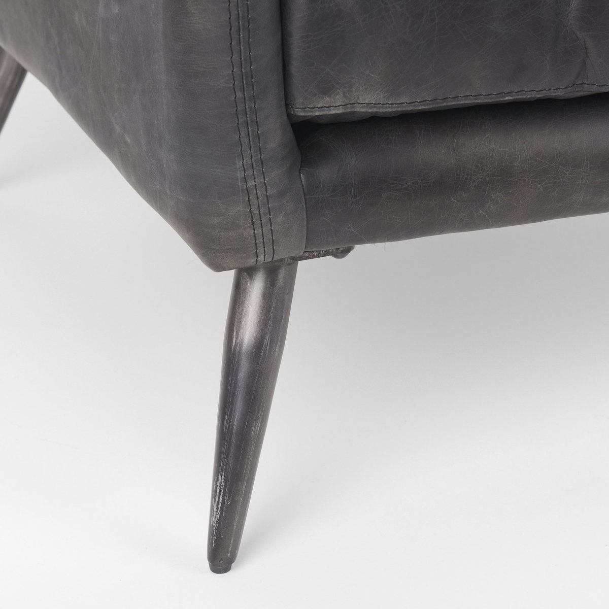 Cochrane  Black Leather Wrapped Chair, Accent Chair by Mercana, 34.5" length x 33" width x 32.5" height View 10