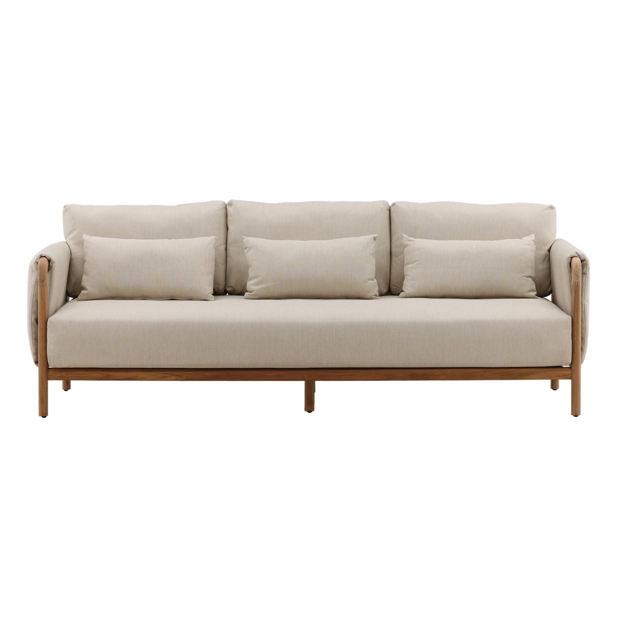 Milburne Outdoor Sofa Beige, Sofas & Sectional by Dovetail, 88" width x 35.35" height x 34" depth View 2