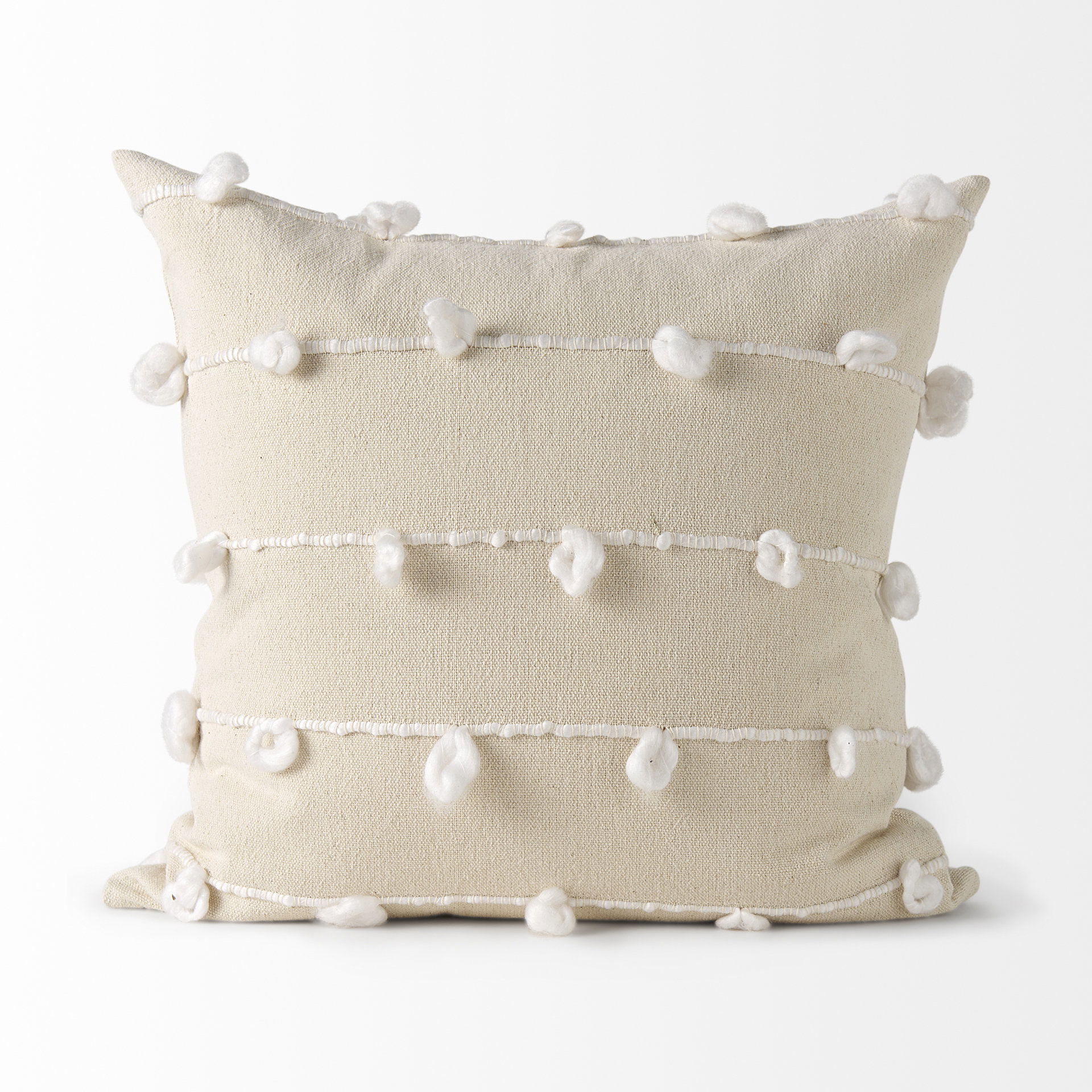 Erica 20 x 20 Cream With White Detail Decorative Pillow Cover, by Mercana, 20" length x 20" width x 0.2" height View 6