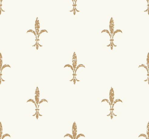 Fleur De Lis White & Gold Wallpaper