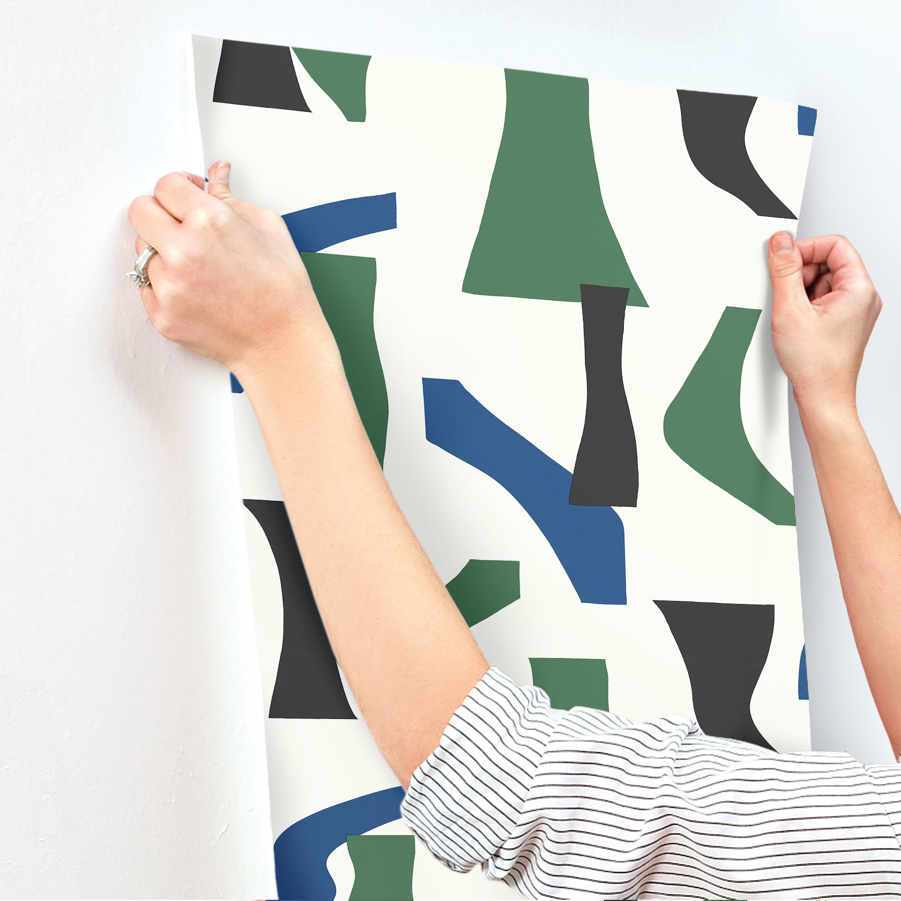 Modernist Green & Blue Peel & Stick Wallpaper large image 