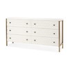 Savannah White Fir Veneer with Gold Metal Accents 6-Drawer Sideboard, Sideboards & Buffet by Mercana, 62.6" length x 15.75" width x 31.5" height thumbnail 1