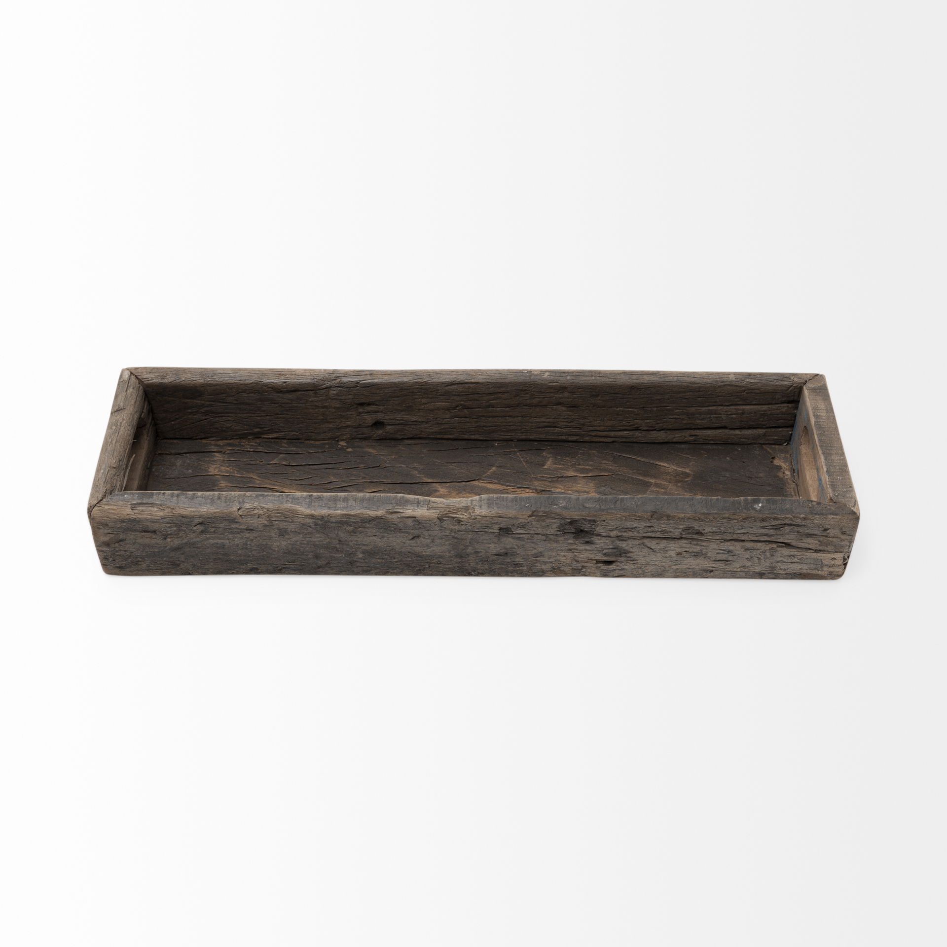 Vernon (Small) 24L x 7W Brown Reclaimed Wood Tray, Decorative Tray by Mercana, 24" length x 7" width x 3" height View 6