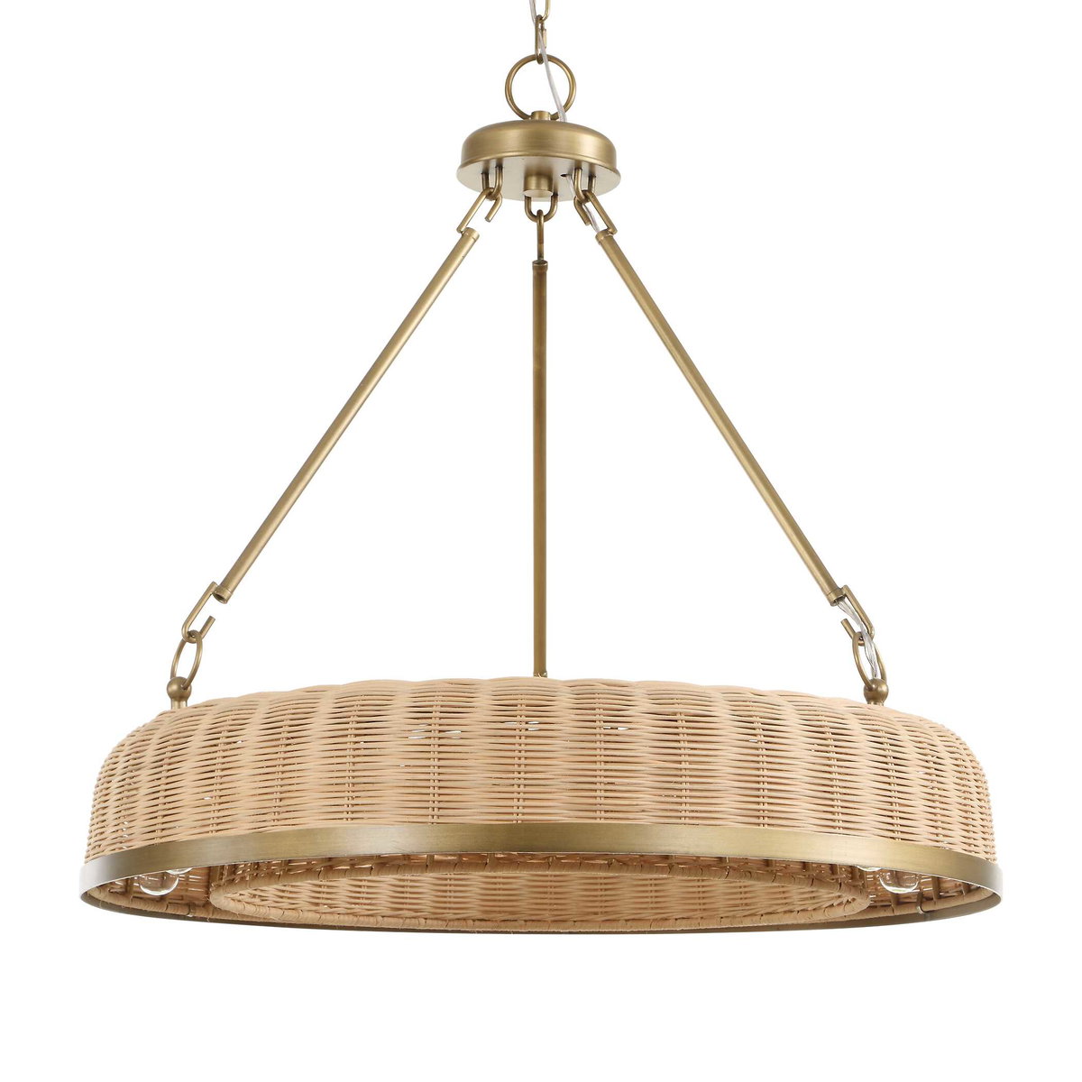 Ladakh 9 Light Round Wicker Pendant, Ceiling Light by Uttermost, 28" width x 27" height x 28" diameter View 3