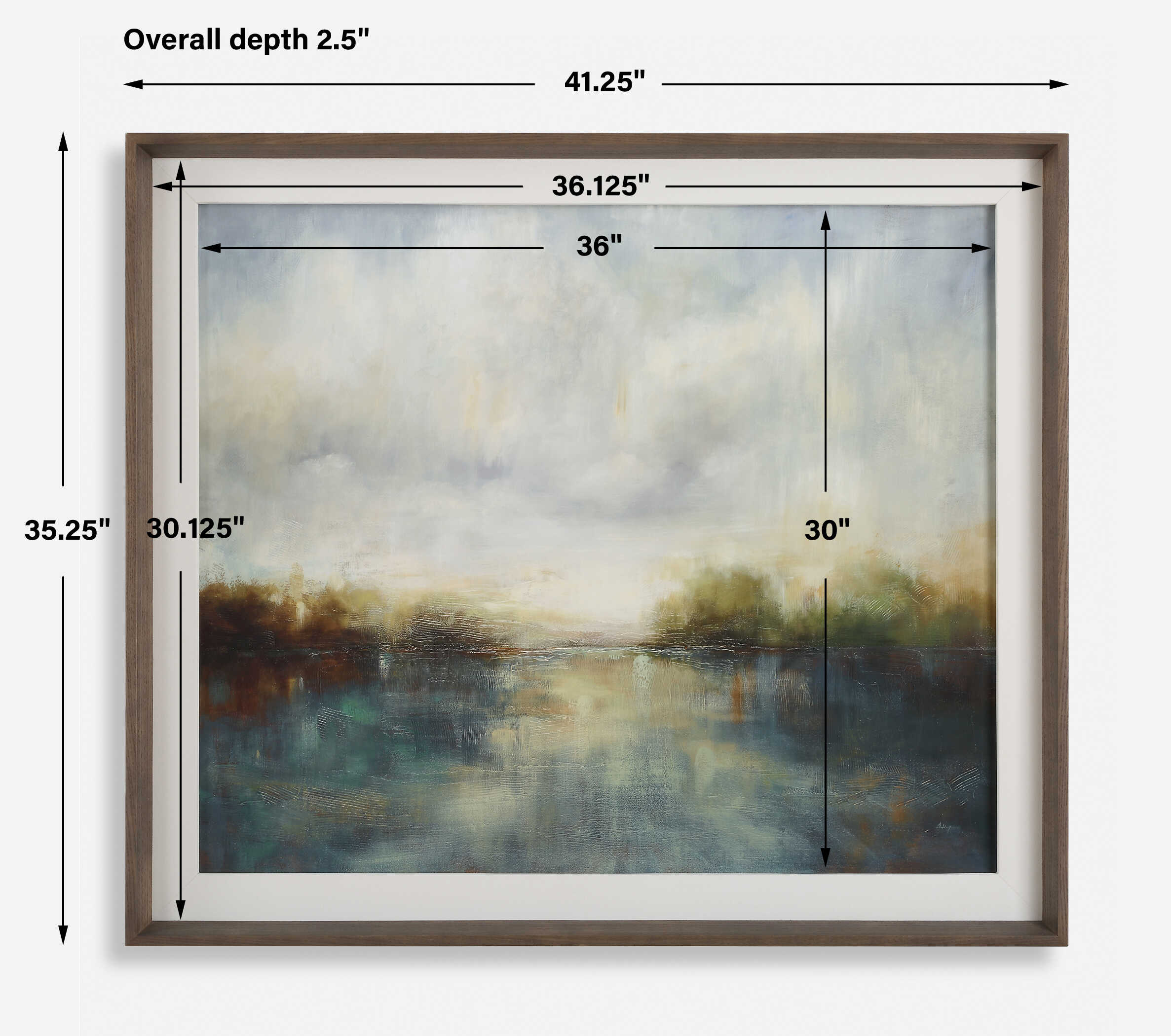 Blue Reverie Framed Abstract Lake Print, Painting by Uttermost, 41.25" width x 35.25" height x 2.5" depth View 3