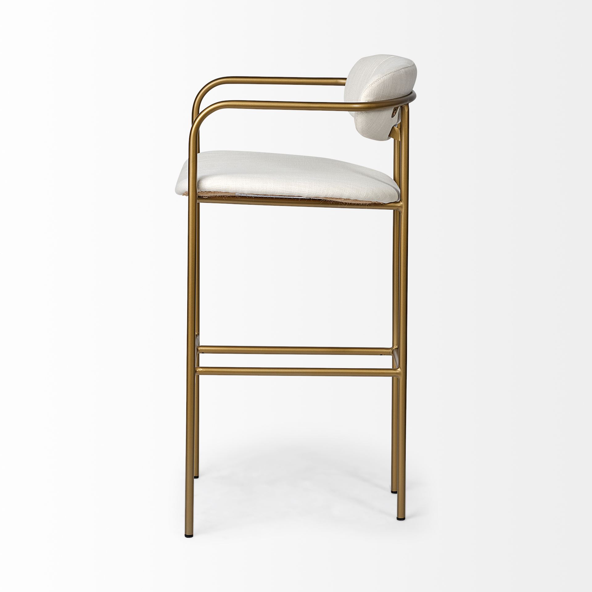 Parker 30' Seat Height Cream Fabric Seat Gold Metal Bar Stool large image 