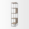 Morris 19.75 L x 15.0W x 72.5H Beige Wood with Black Metal Frame 4-Tier Shelving Unit, Shelving & Bookcase by Mercana, 19.75" length x 15" width x 72.5" height thumbnail 7