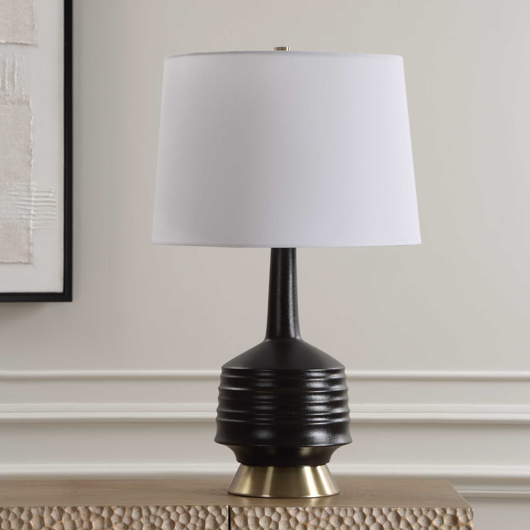 Foster Black Glaze Table Lamp, by Uttermost, 16" width x 26" height x 16" depth View 4