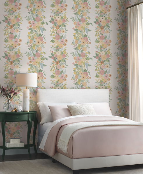 Garden Party Trellis White & Pale Pink Wallpaper