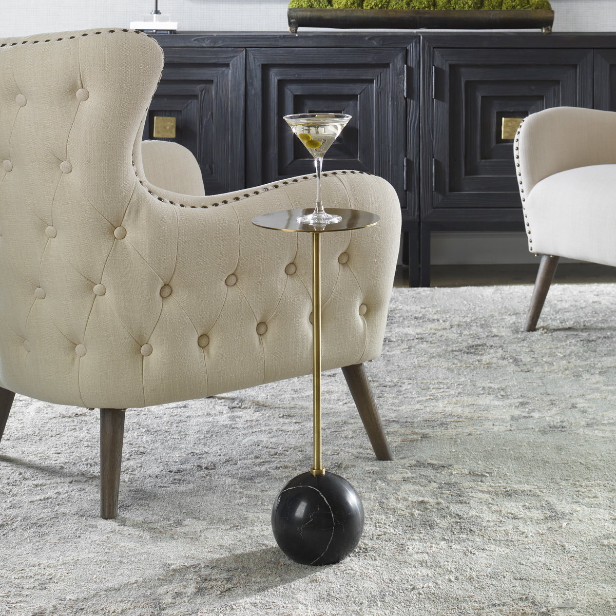 Gimlet Brass Drink Table, Side & End Table by Uttermost, 8.5" width x 22" height x 8.5" depth View 2