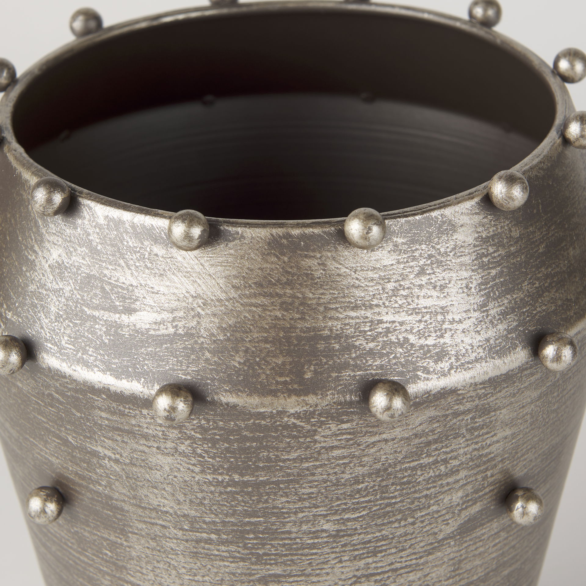 Elio  9.1H Small Champagne Metal with Studs Vase, by Mercana, 7.09" length x 7.09" width x 9.06" height View 5