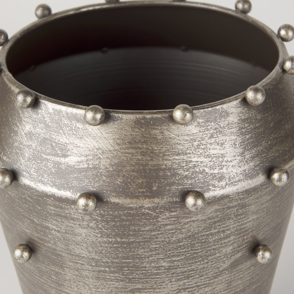 Elio  9.1H Small Champagne Metal with Studs Vase, by Mercana, 7.09" length x 7.09" width x 9.06" height View 5