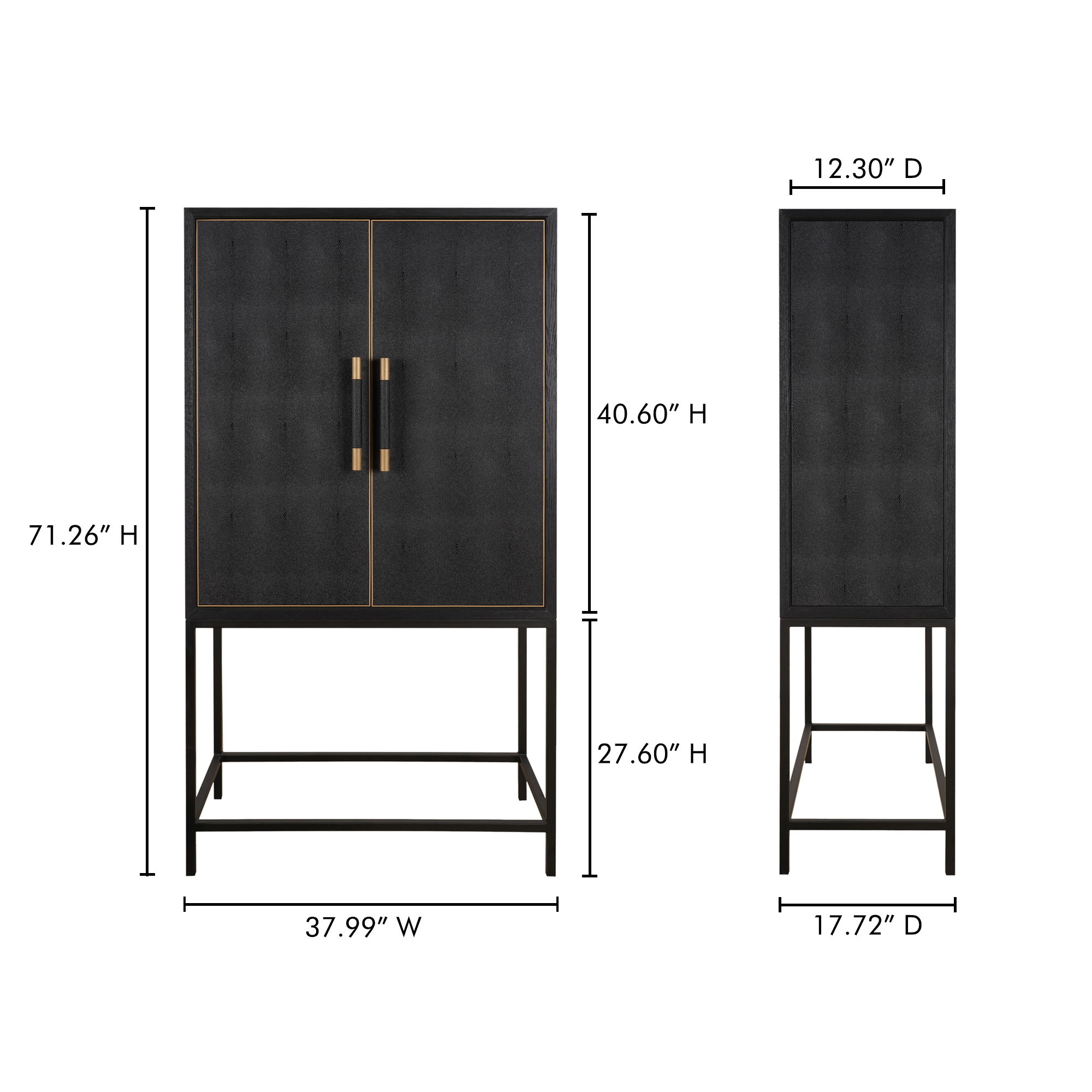 Mako Bar Cabinet Black, Bar Carts & Cabinet by Moe's Home, 37.99" width x 71.26" height x 17.72" depth View 10