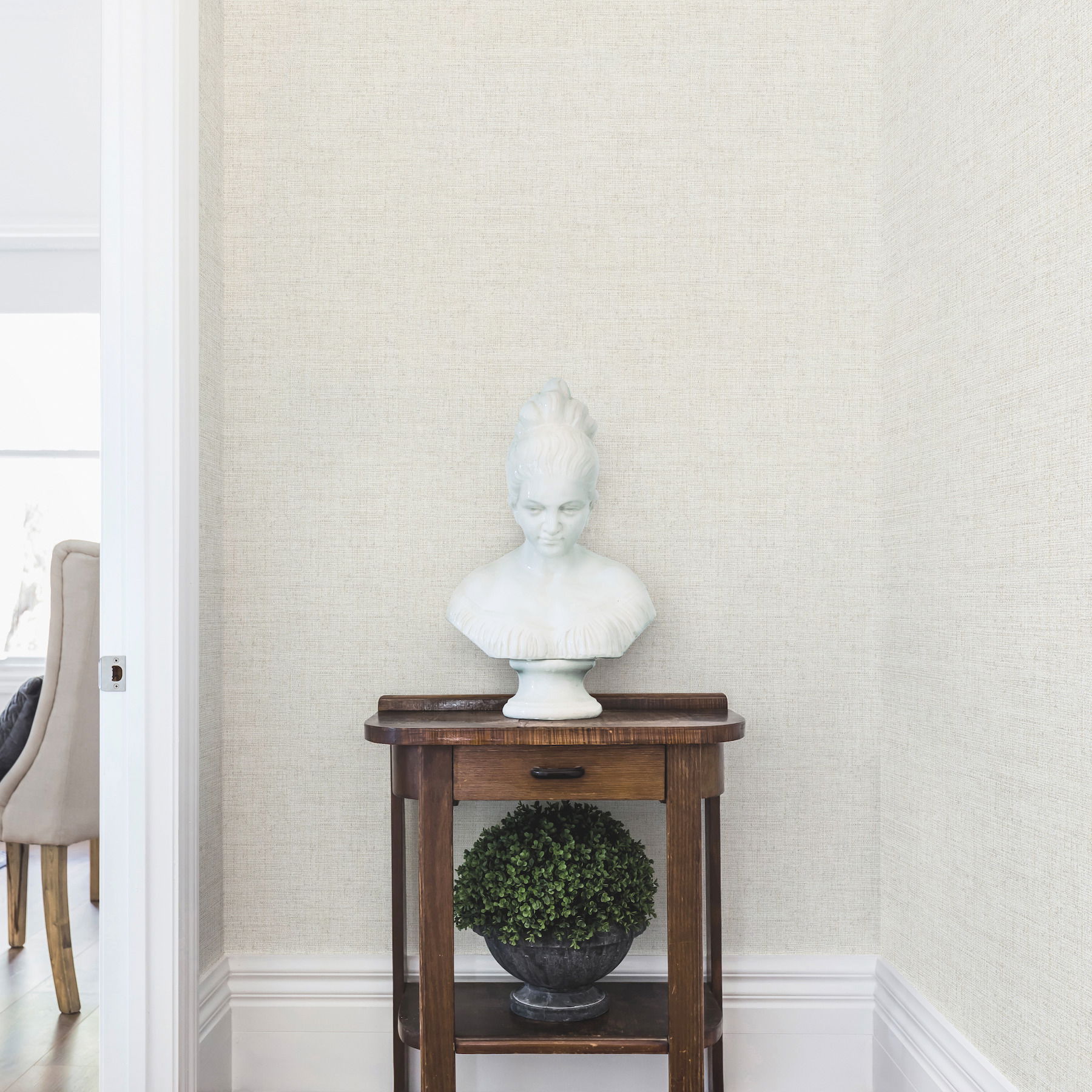 Papyrus Weave White Peel & Stick Wallpaper, by York Wall, 20' length x 2'3" width x 0.02" depth View 3
