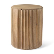Online Designer Living Room Terra 18L x 18W x 22H Light Brown Wood Fluted Round Side Table