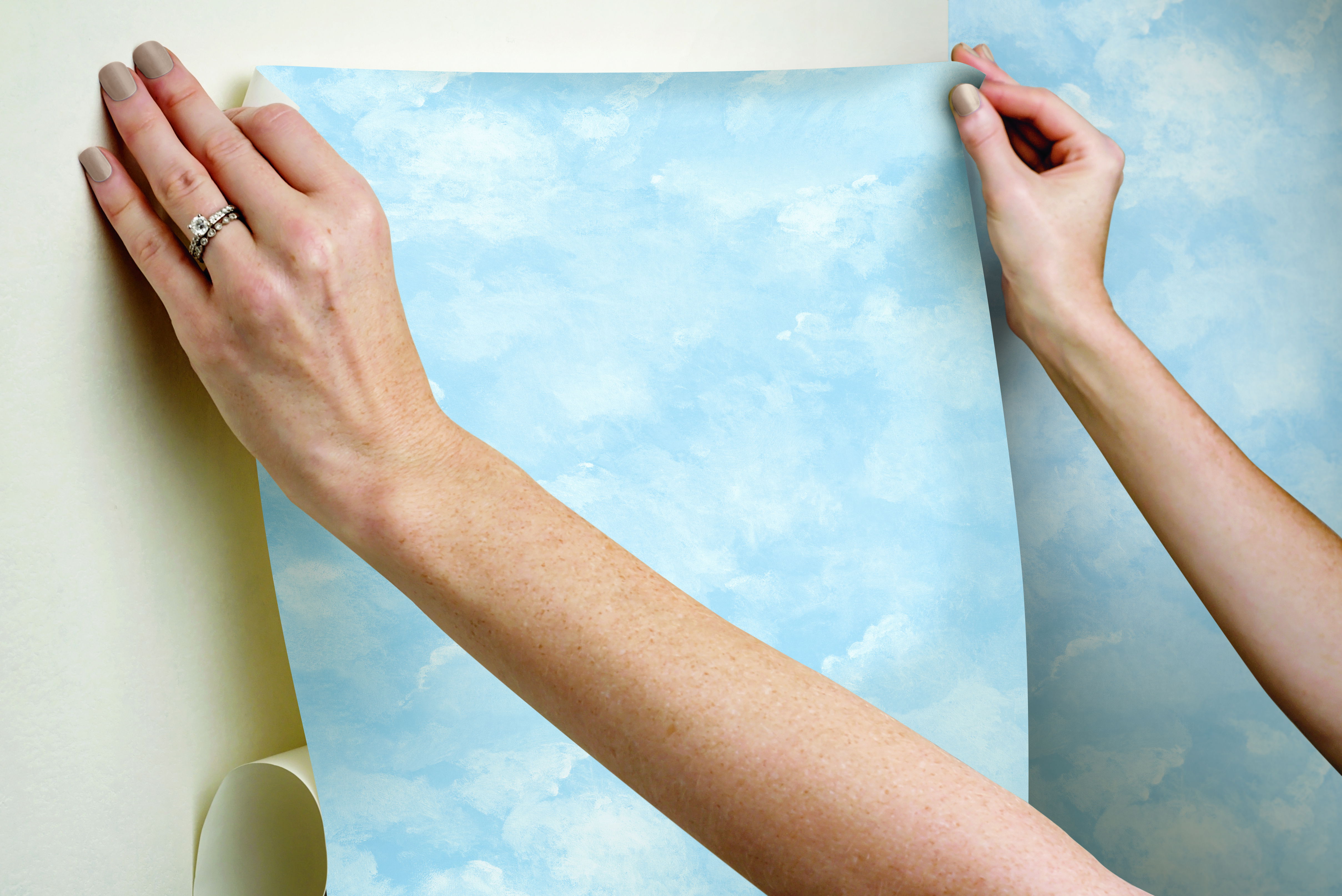 Atrium Clouds Blue Peel & Stick Wallpaper Atrium Clouds Blue Peel & Stick Wallpaper large image