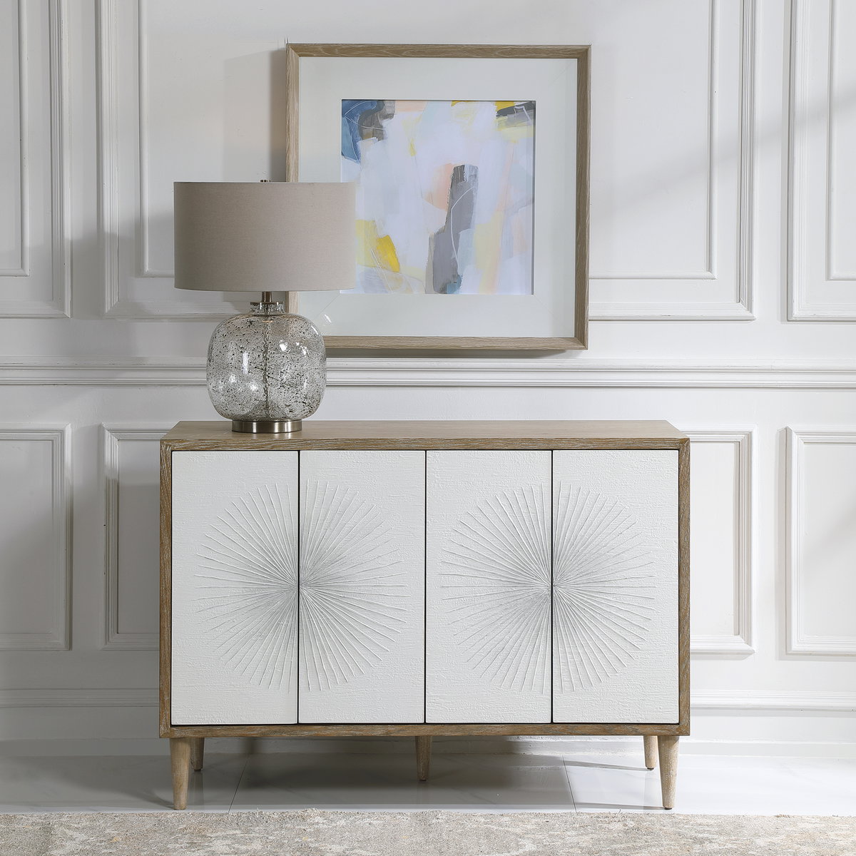 Dani 4 Door White Cabinet, Cabinets & Chest by Uttermost, 48" width x 34.12" height x 18" depth View 2