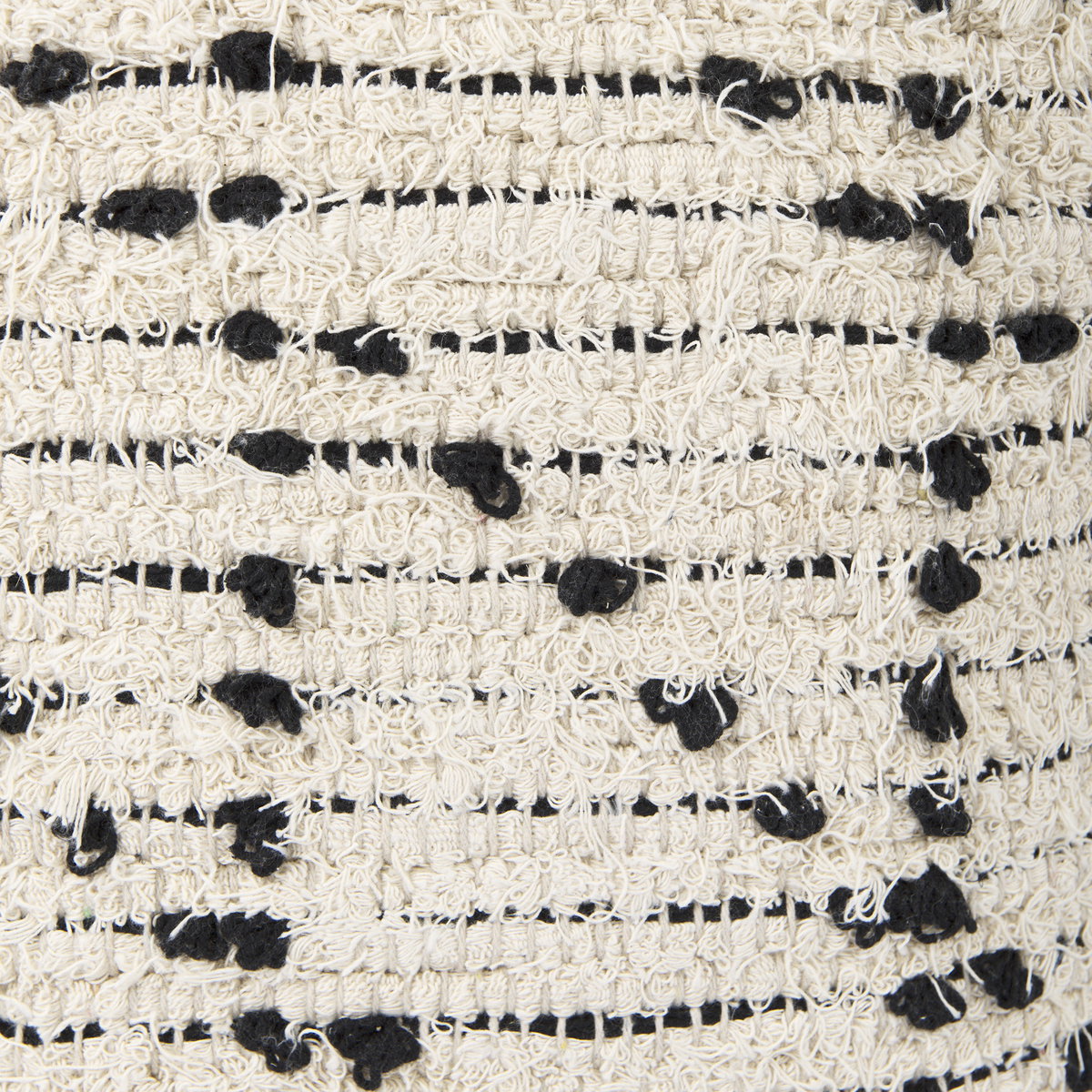Aarohi  Cream/Black Cotton Patterned Pouf, Ottoman by Mercana, 16" length x 16" width x 16" height View 10