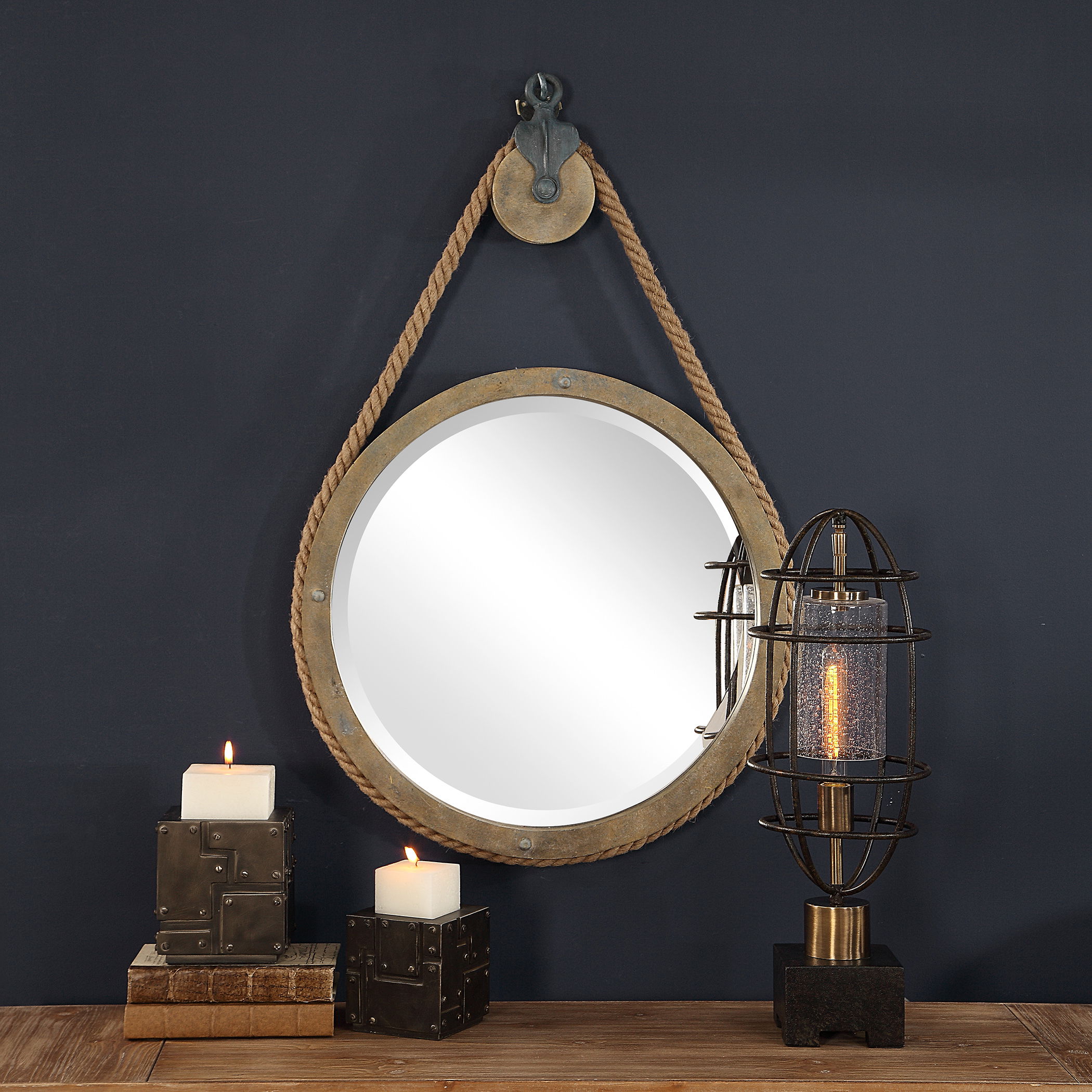 Melton Round Pulley Mirror large image 