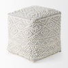 Farida 6.0L x 16.0W x 16.0H Light Gray Wool and Polyester Patterned Pouf, Ottoman by Mercana, 16" length x 16" width x 16" height thumbnail 5