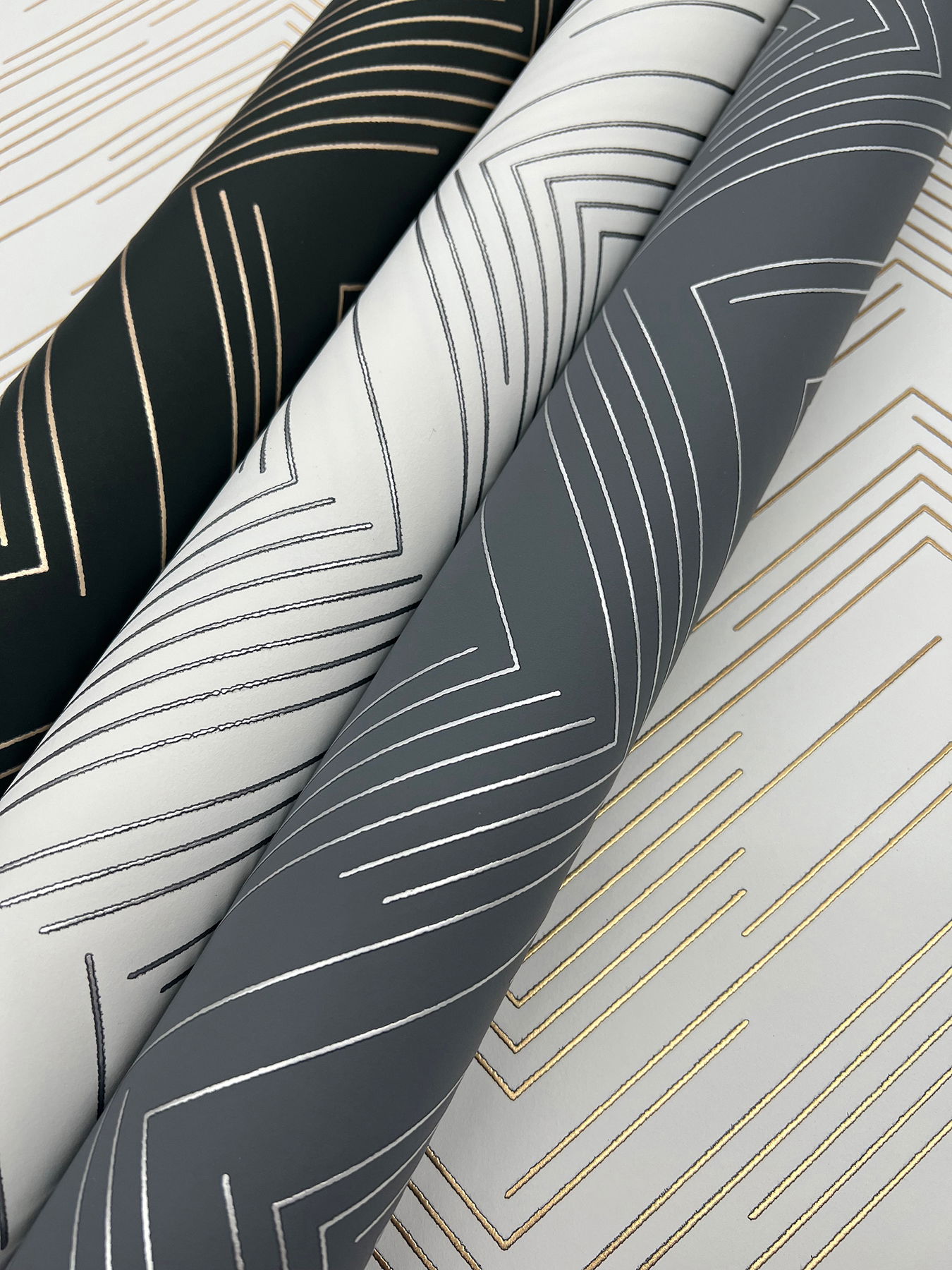 Polished Chevron Charcoal & Silver Wallpaper large image 