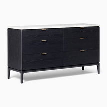 Online Designer Bedroom Parker (58") 6-Drawer Dresser, Light Bronze, Black