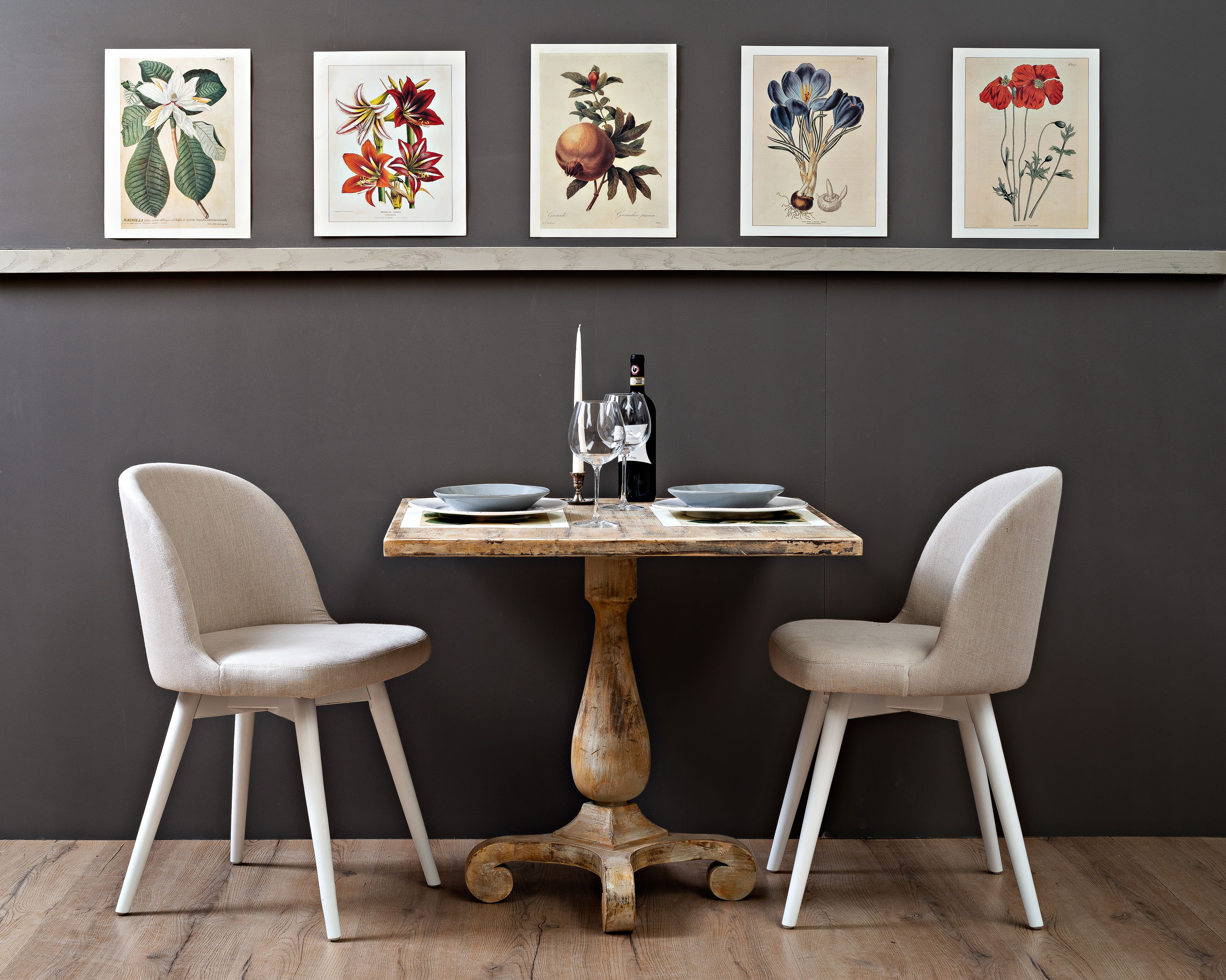 Bistro Table, Antique Oak, Game Table by Sarreid, 33" length x 33" width x 29" height View 3