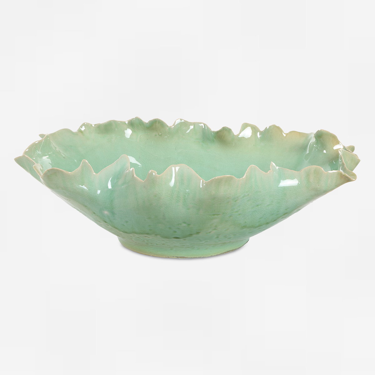 Lila Green Glass Bowl, Decorative Tray by Uttermost, 17.25" width x 5.5" height x 12.5" depth View 1