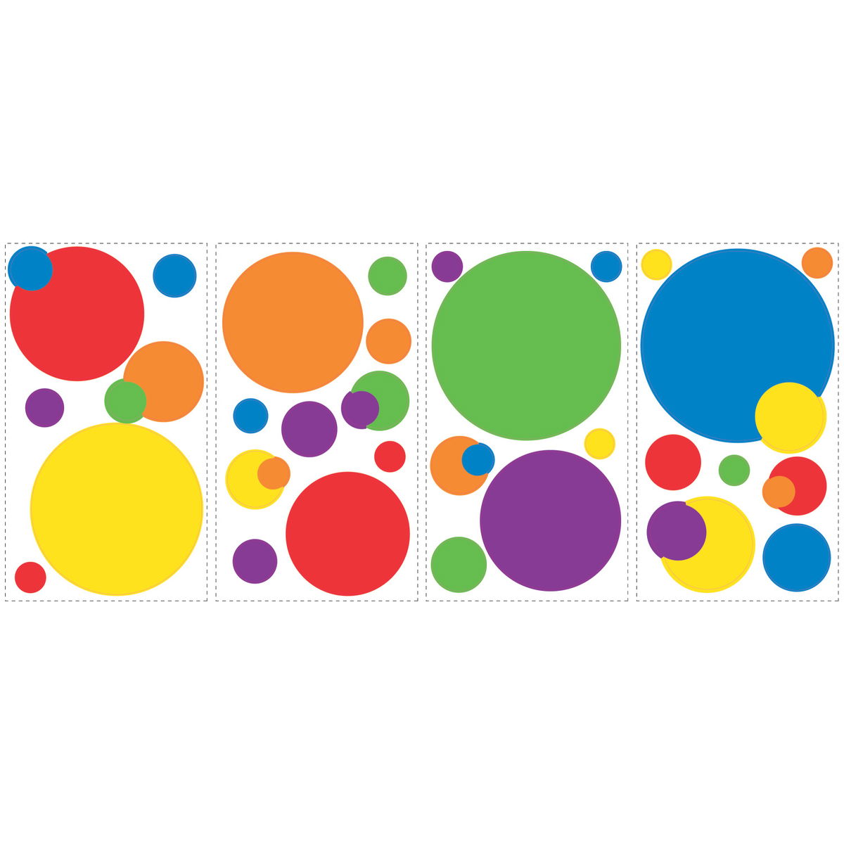 Just Dots Primary Wall Decals, by York Wall, 1'6" length x 10" width x 0.02" depth