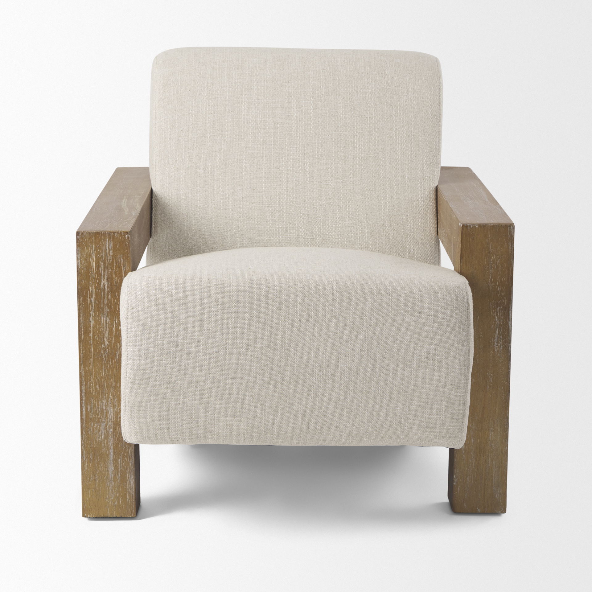 Sovereign Beige Fabric Seat and Wood Frame Accent Chair large image 