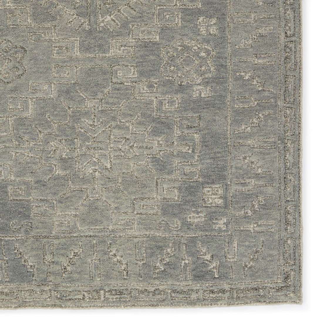 Handmade Tufted Wool Area Rug in Gray/Cream large image 