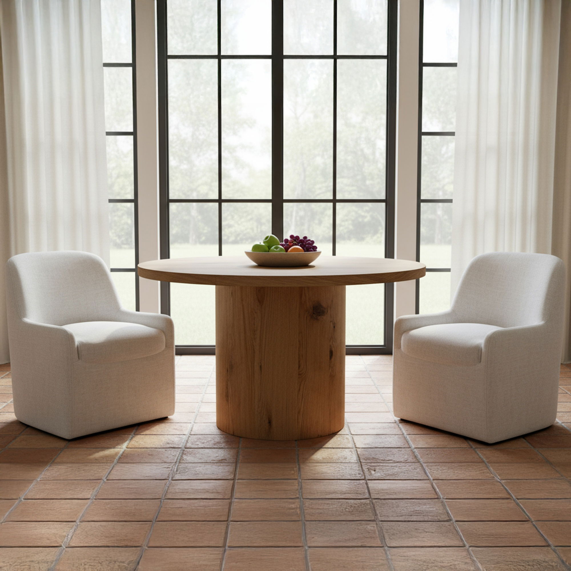 Hansen Dining Table Rustic Oak, by Moe's Home, 48" width x 30" height x 48" depth View 5