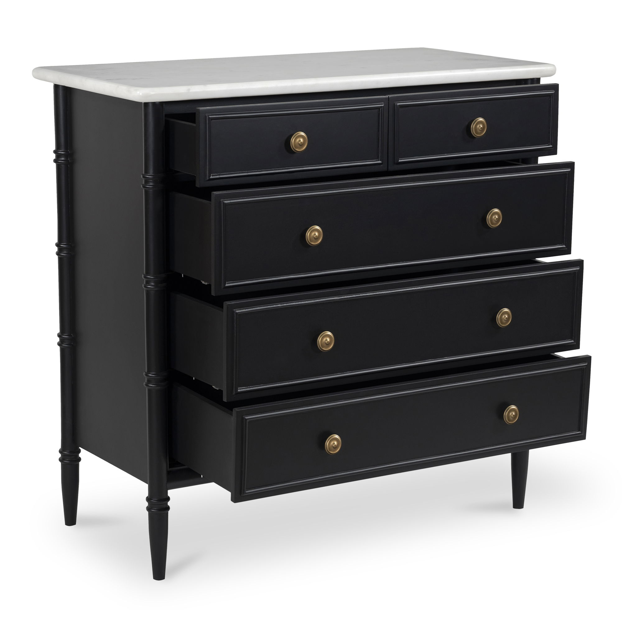 Eleanor 5 Drawer Chest Black, Dresser by Moe's Home, 40" width x 39.5" height x 20" depth View 4