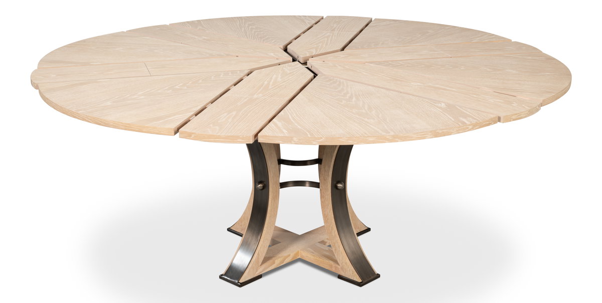 Tower Jupe Dining Table Med Bleached Oak, by Sarreid, 4'7" length x 4'7" width x 2'6" height View 10