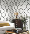 Laurel Leaf Ogee Black Wallpaper thumbnail 2