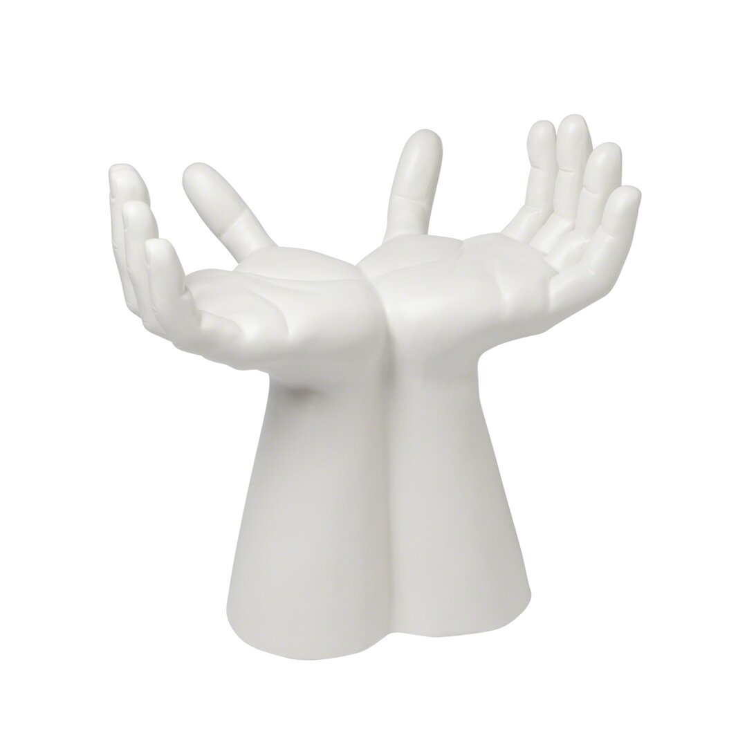 Hands Stool-Matte White, Low Stool by Studio A Home, 23" width x 23" height x 14" depth View 1