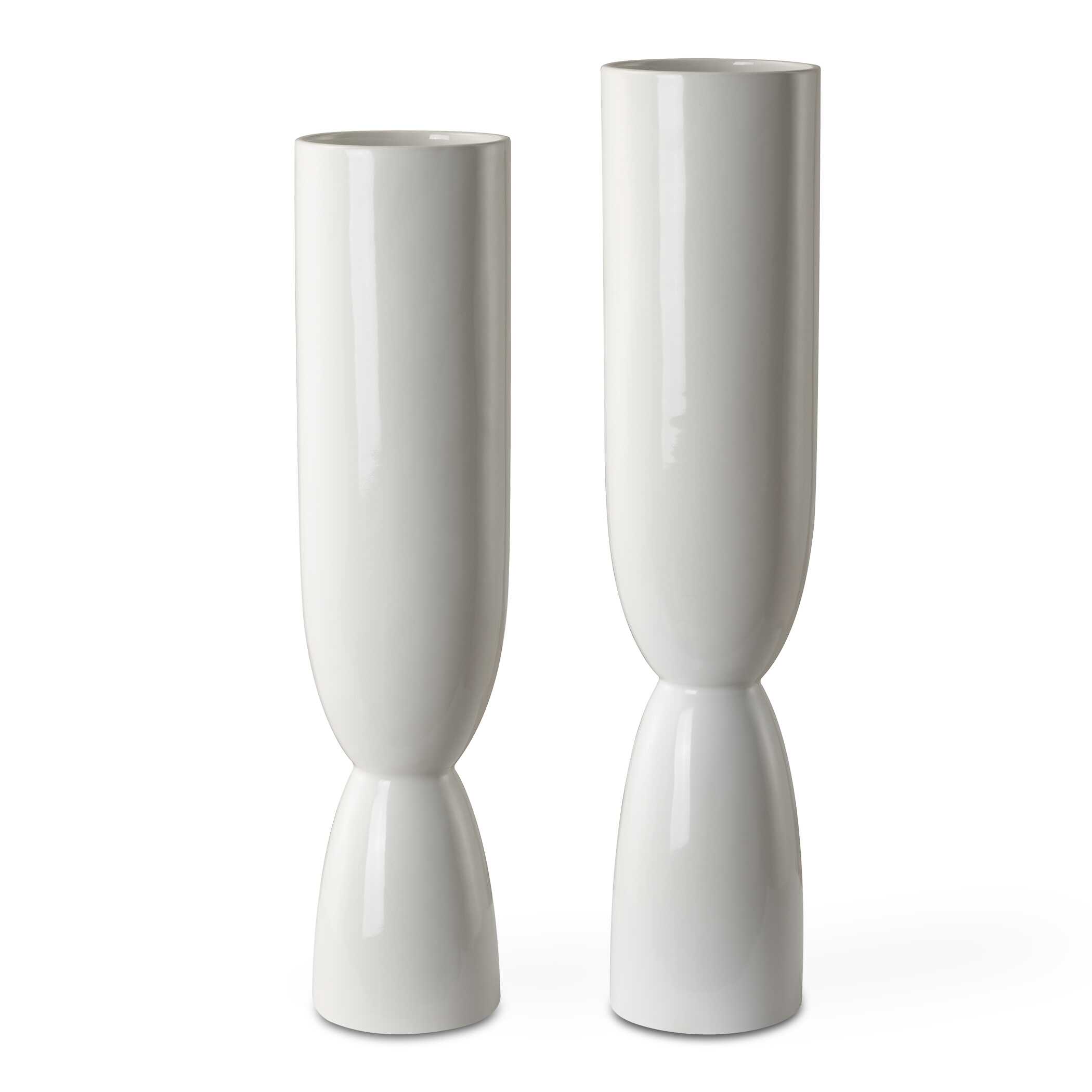 Kimist White Vases Set/2, Decorative by Uttermost, 4.5" width x 20" height x 4.5" depth View 1