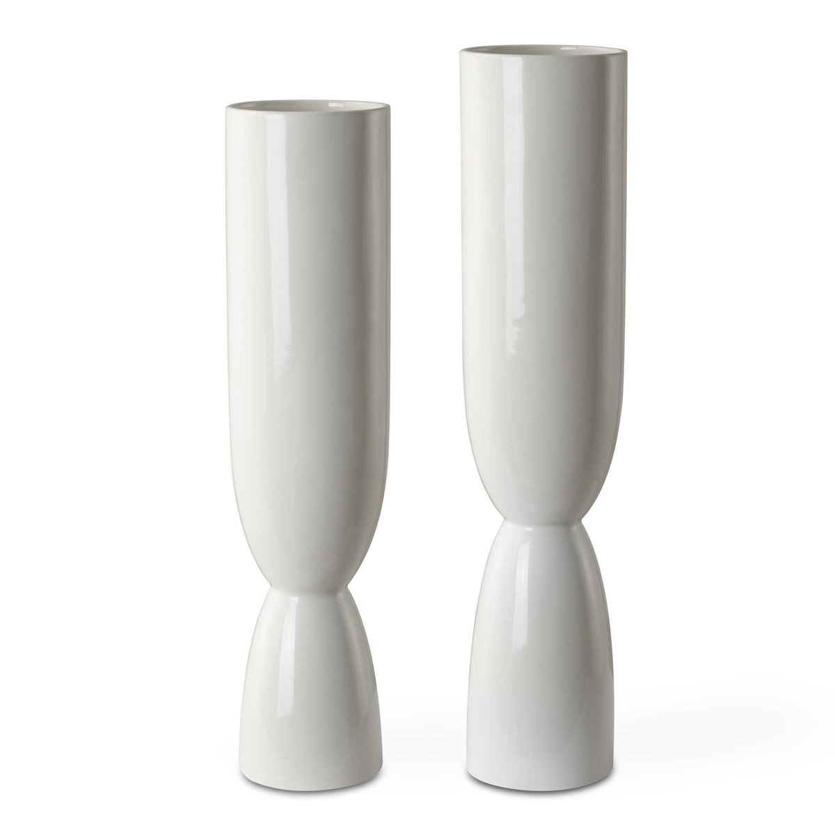 Kimist White Vases Set/2, by Uttermost, 4.5" width x 20" height x 4.5" depth View 1