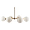Lahey (28.3'Lx 44'Wx21'H) Gold Multi-Arm with Frosted Glass Globe Six Bulb Chandelier, by Mercana, 28.25" length x 44" width x 21" height thumbnail 1